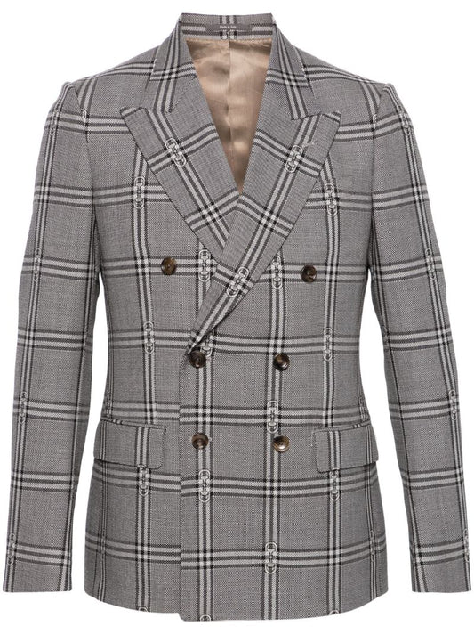 Grey Horsebit Wool Blazer