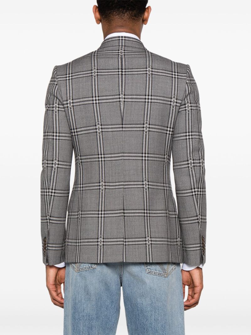 Grey Horsebit Wool Blazer