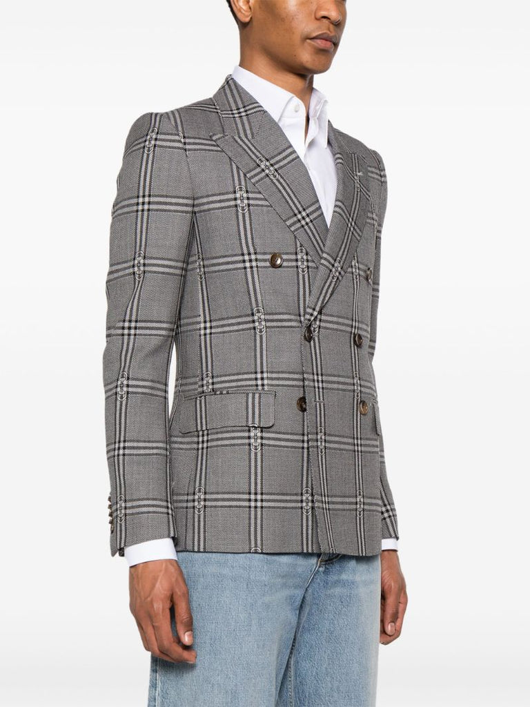 Grey Horsebit Wool Blazer