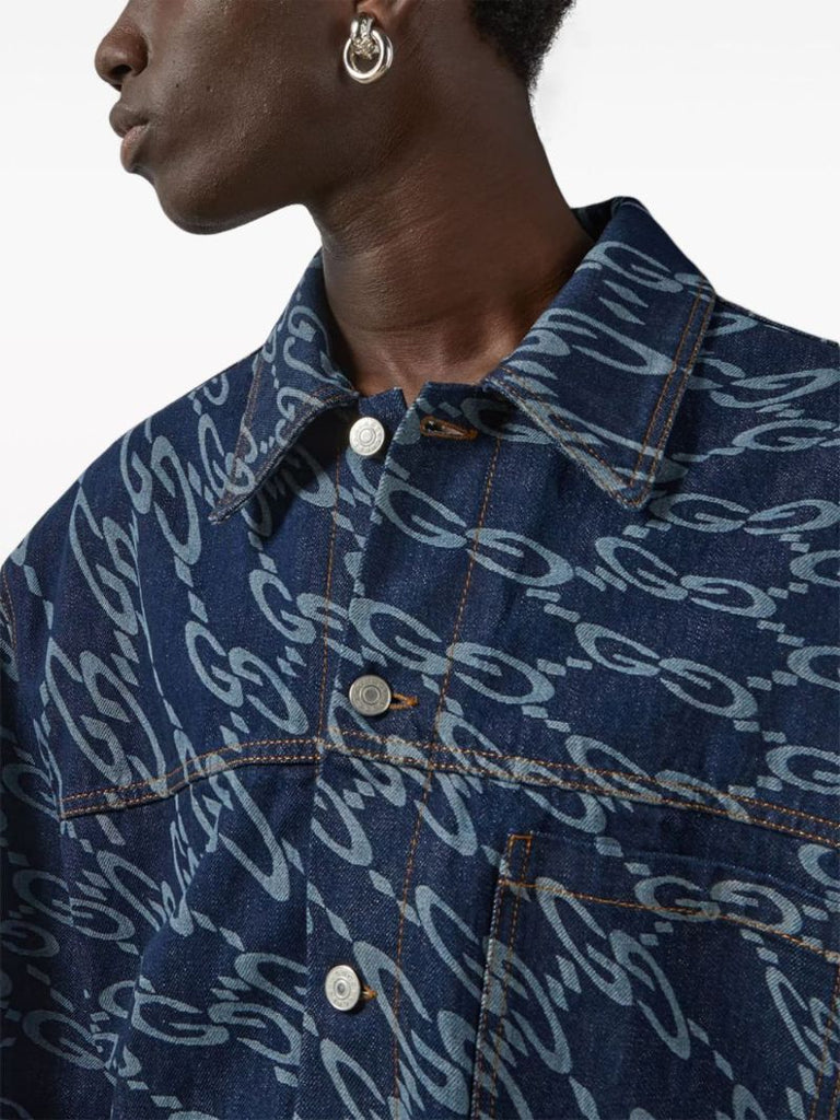 Wavy Gg-print Denim Jacket