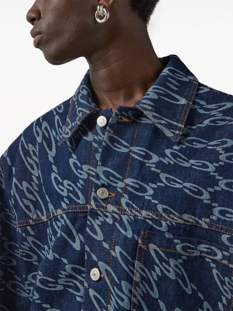 Wavy Gg-print Denim Jacket