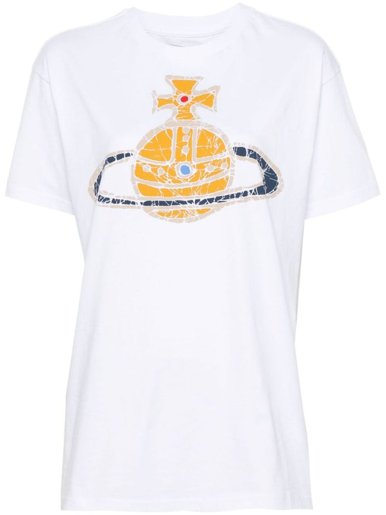White Orb Print Cotton T-shirt