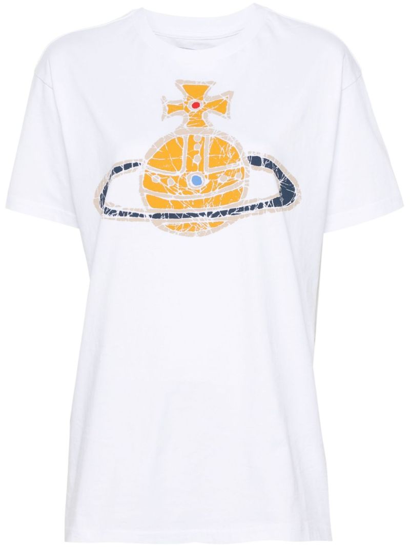 White Orb Print Cotton T-shirt