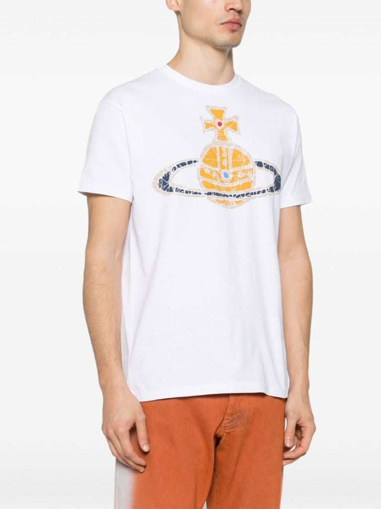 White Orb Print Cotton T-shirt