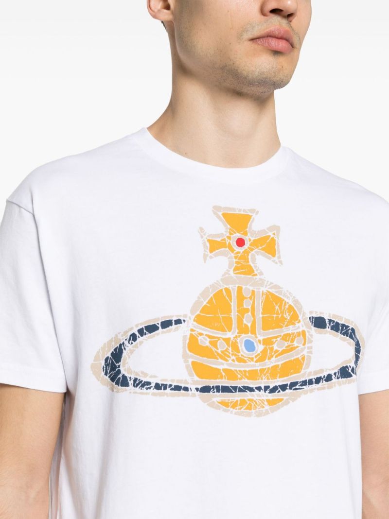 White Orb Print Cotton T-shirt