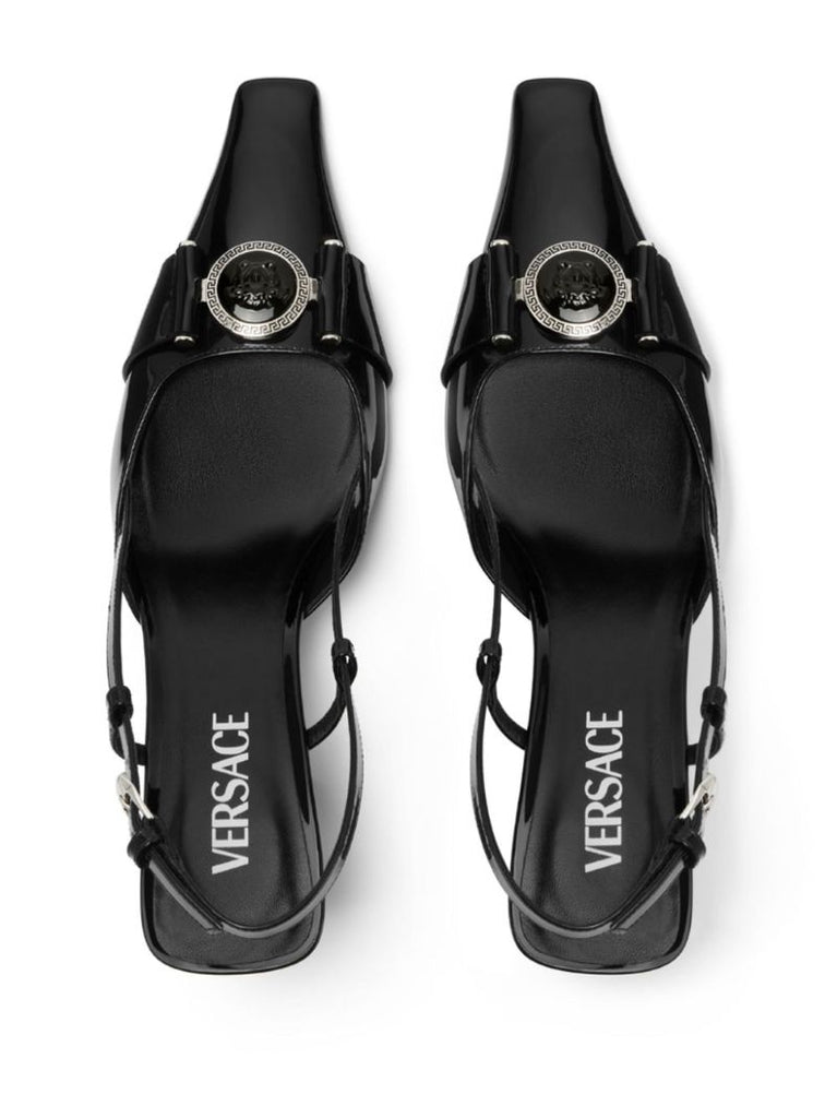 Black Medusa Leather Pumps