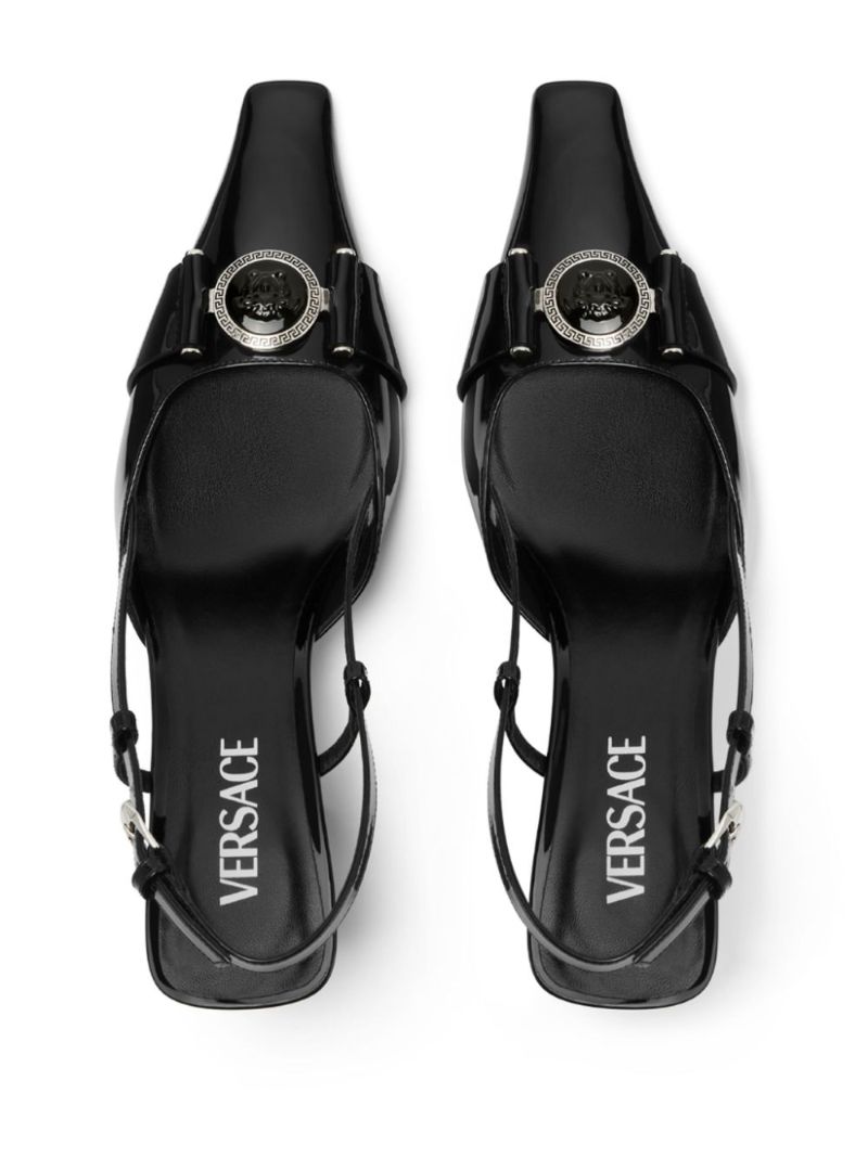 Black Medusa Leather Pumps