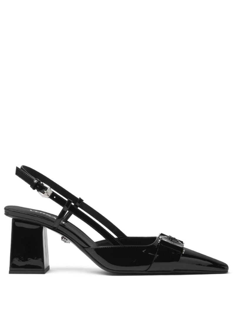 Black Medusa Leather Pumps