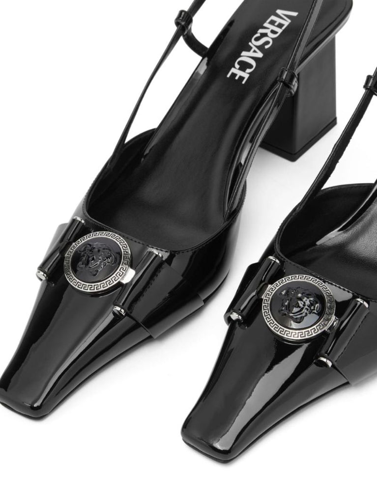 Black Medusa Leather Pumps