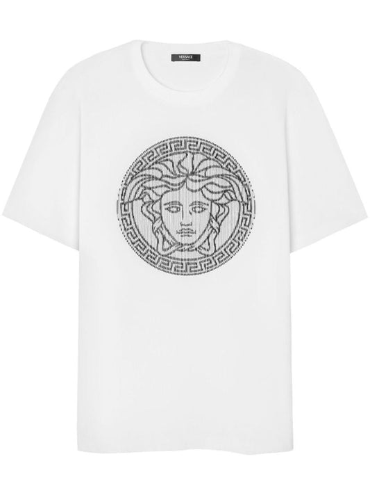 White Medusa Sliced Cotton T-shirt