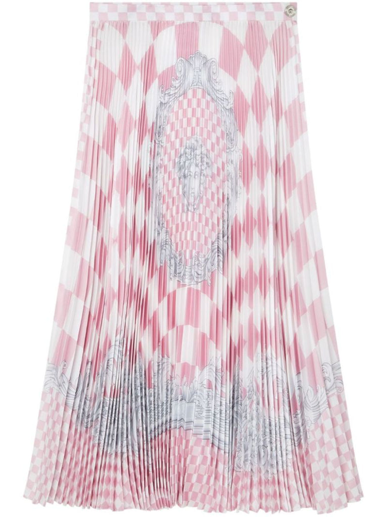 Pink Medusa Contrasto Pleated Mini Skirt