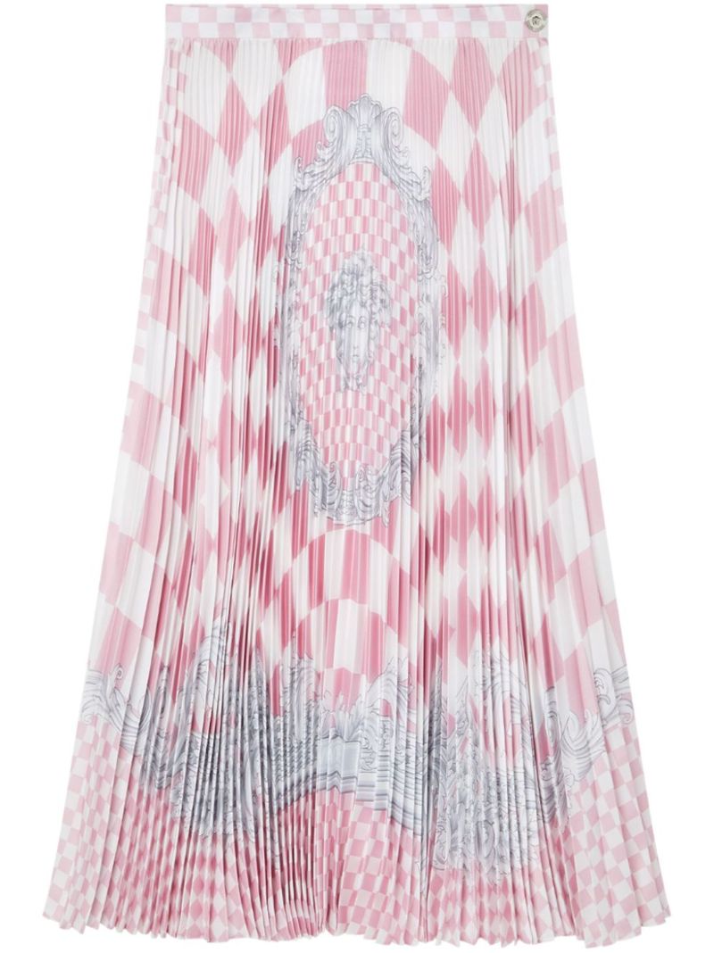 Pink Medusa Contrasto Pleated Mini Skirt