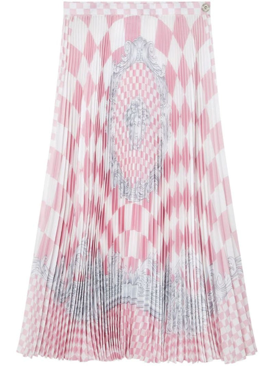 Pink Medusa Contrasto Pleated Mini Skirt