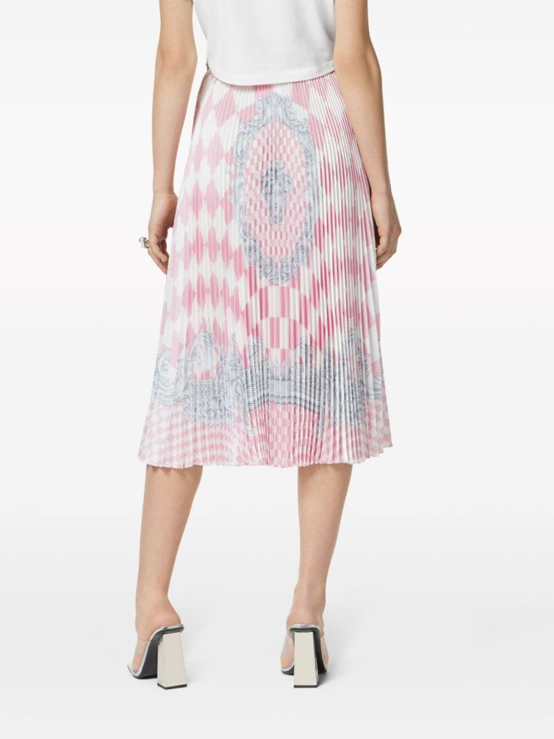 Pink Medusa Contrasto Pleated Mini Skirt