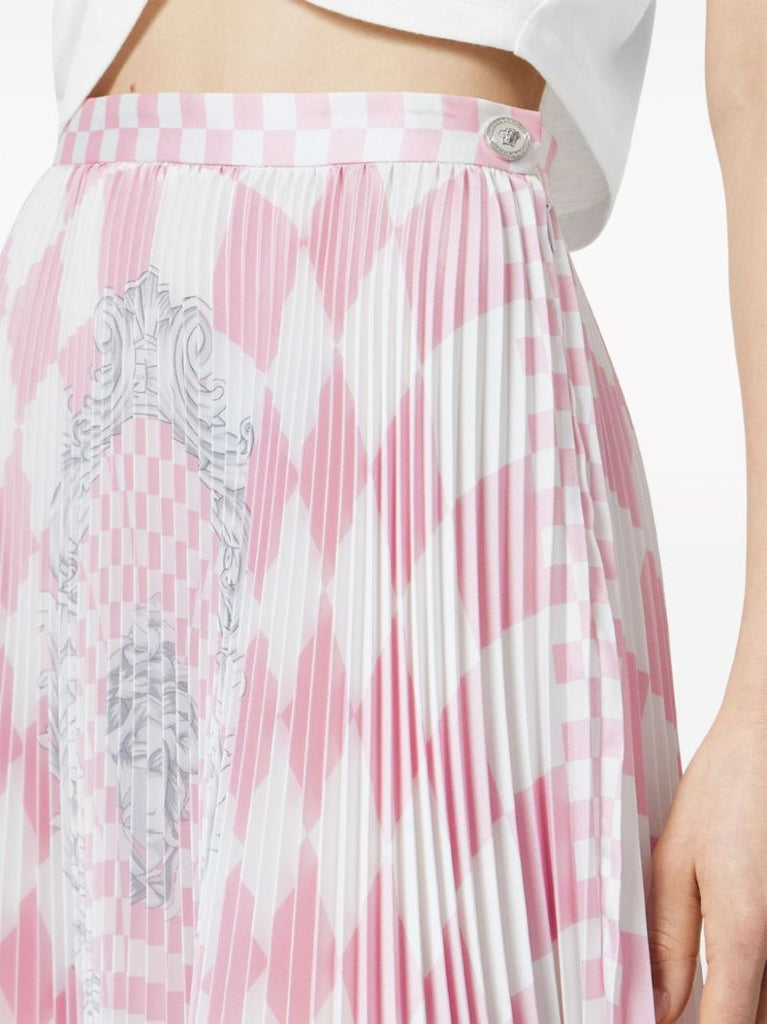 Pink Medusa Contrasto Pleated Mini Skirt