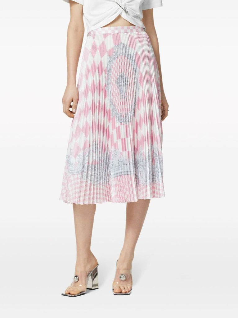 Pink Medusa Contrasto Pleated Mini Skirt
