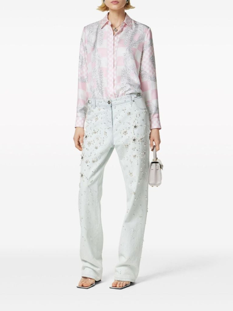 Pink Medusa Contrasto Silk Shorts