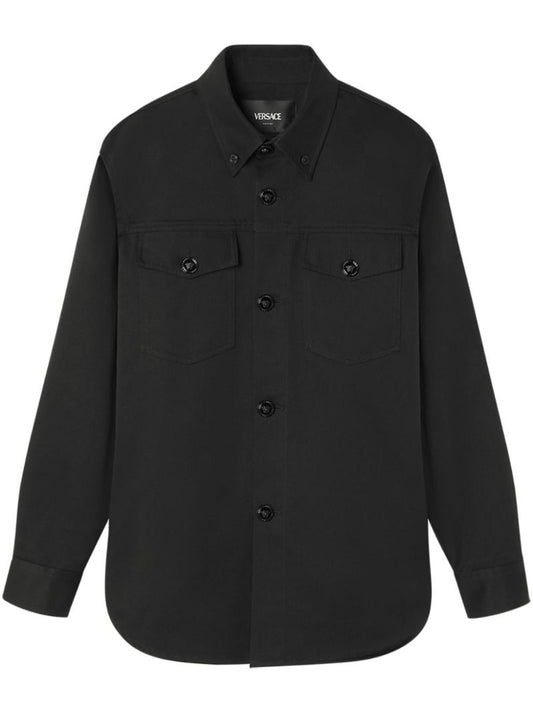 Black Cotton Shirt Jacket