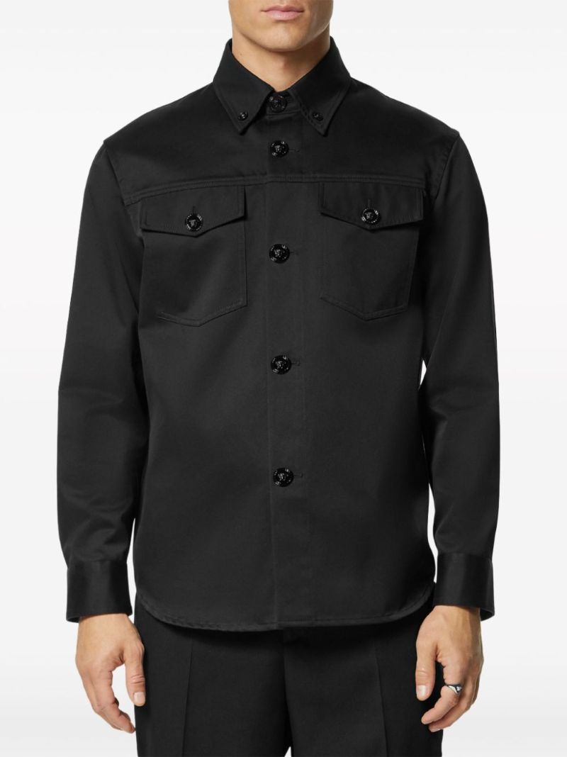 Black Cotton Shirt Jacket