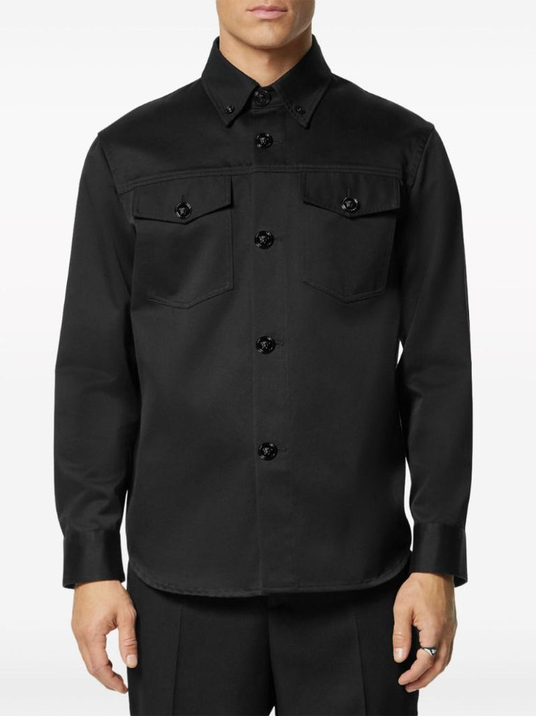 Black Cotton Shirt Jacket