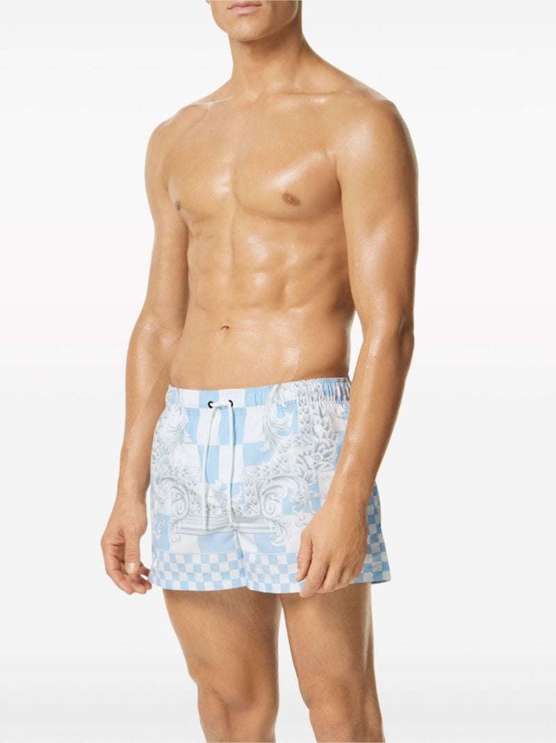 Blue and White Medusa Contrasto Swimming Trunks