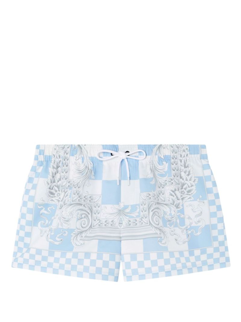 Blue and White Medusa Contrasto Swimming Trunks