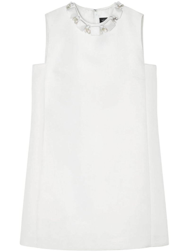White Bead-embellished Shift Mini Dress