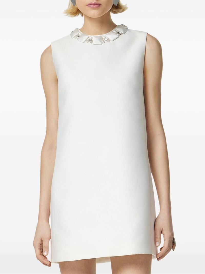 White Bead-embellished Shift Mini Dress
