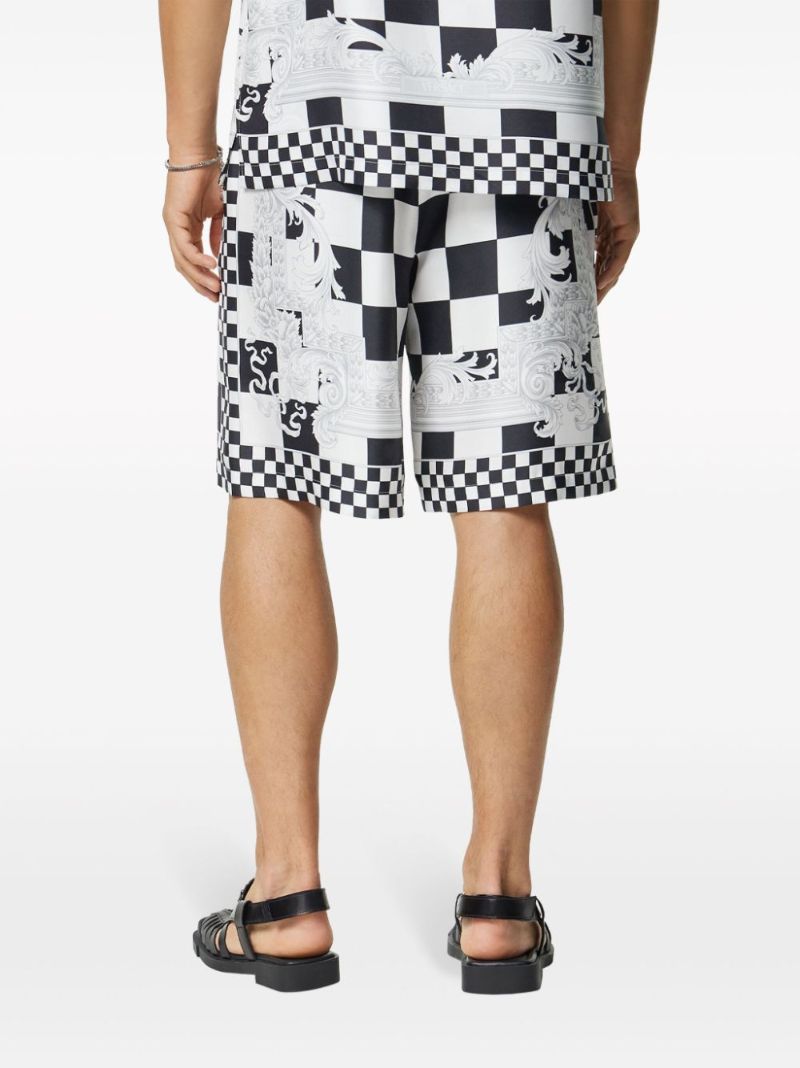 Black and White Medusa Contrasto Silk Shorts