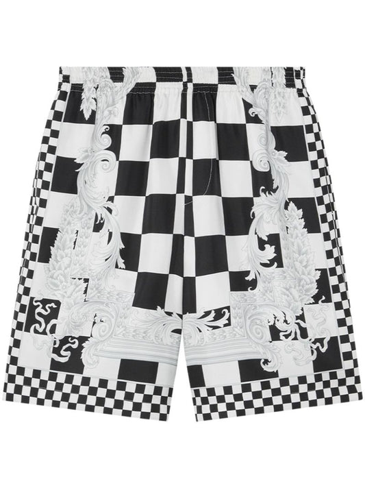 Black and White Medusa Contrasto Silk Shorts