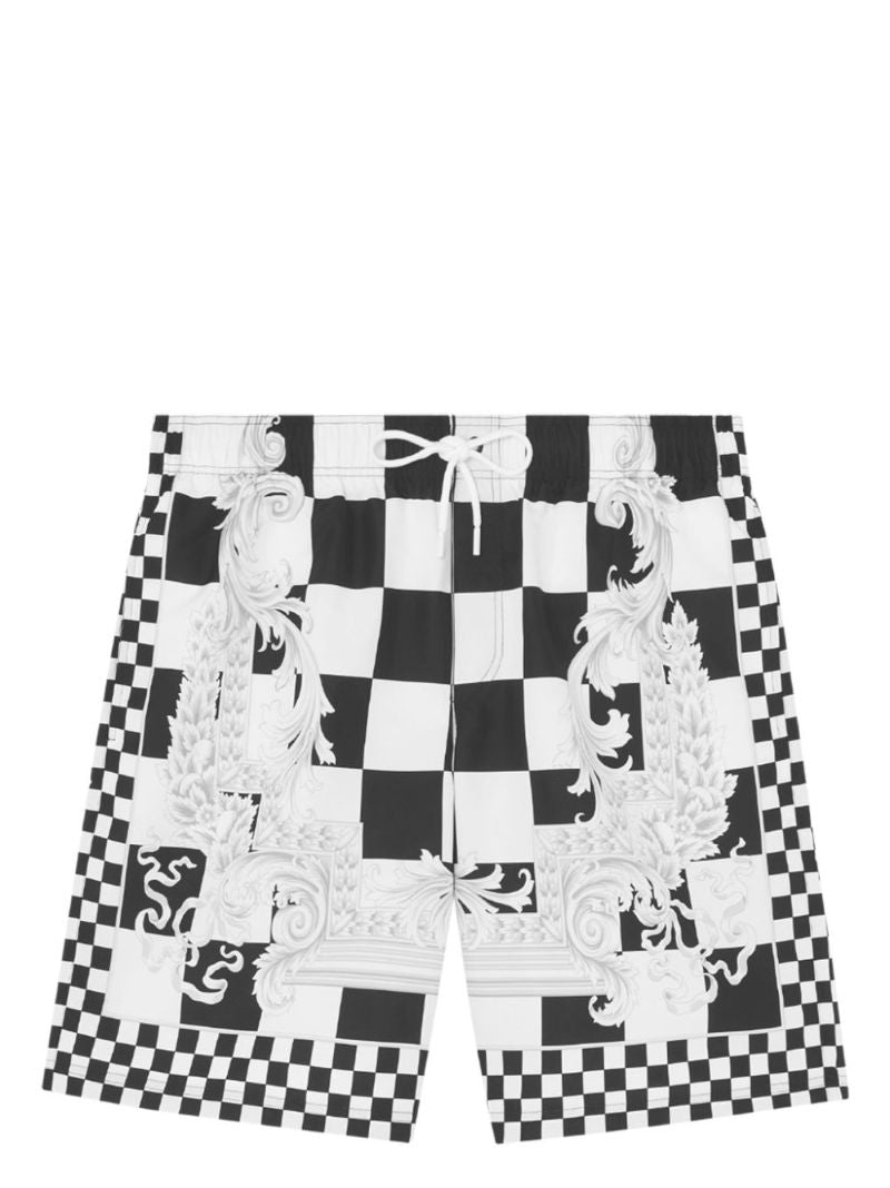 Black and White Medusa Contrasto Swim Shorts