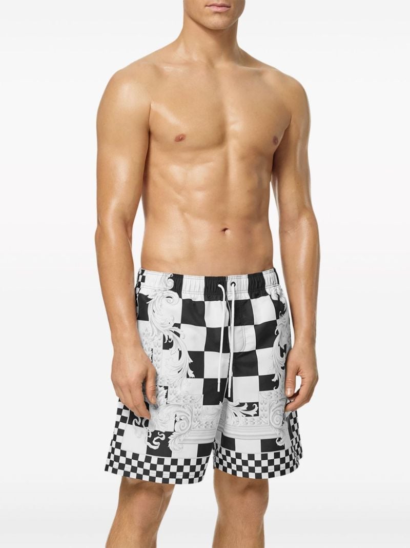 Black and White Medusa Contrasto Swim Shorts