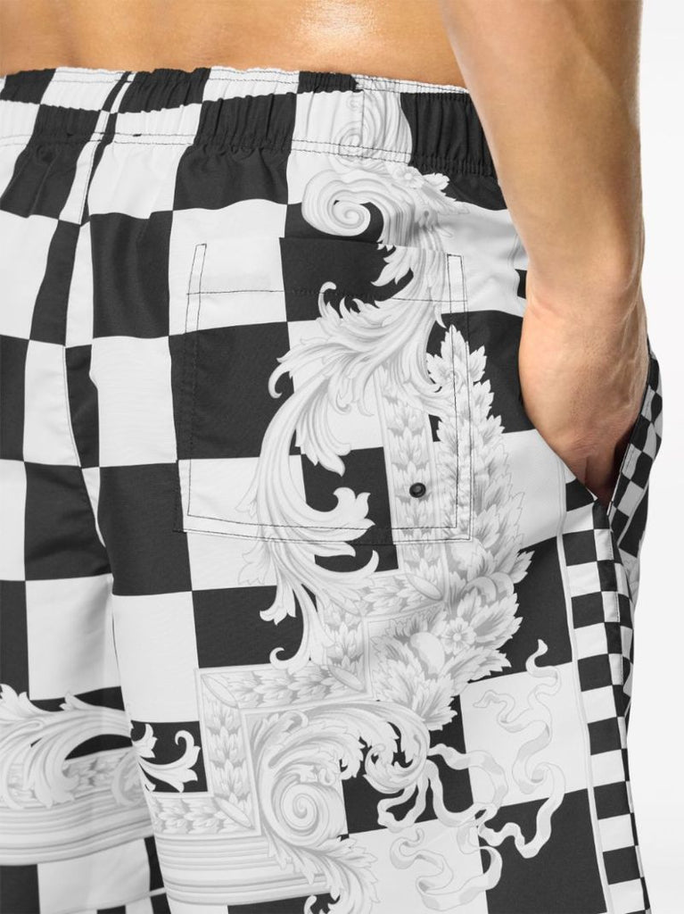 Black and White Medusa Contrasto Swim Shorts
