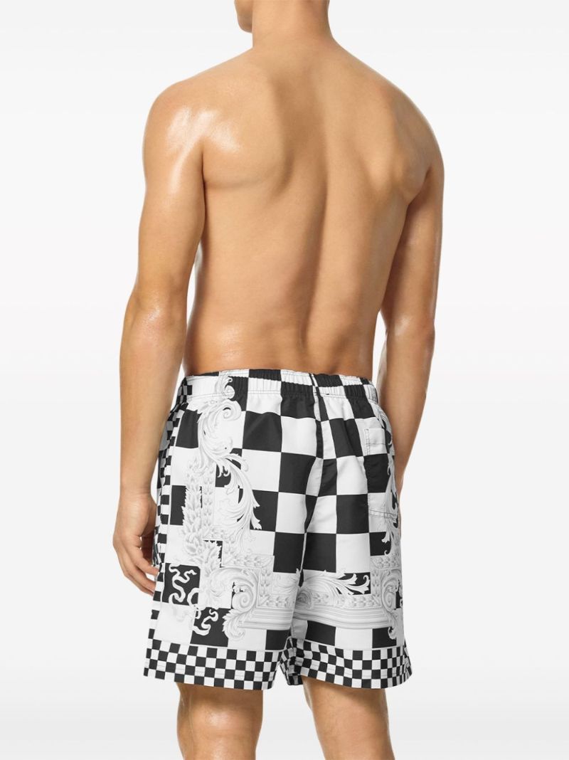 Black and White Medusa Contrasto Swim Shorts
