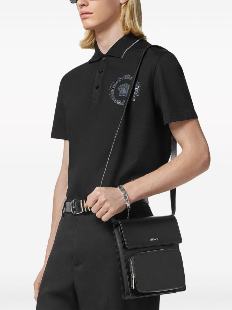 Black Leather Messenger Bag