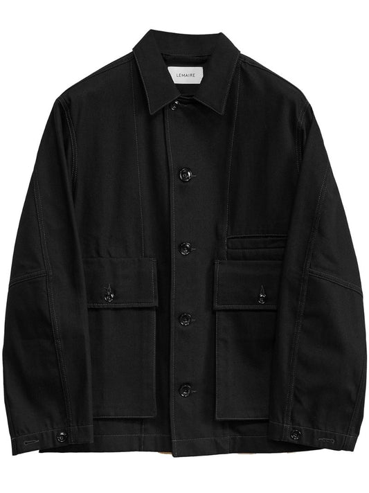 Black Cotton Shirt Jacket