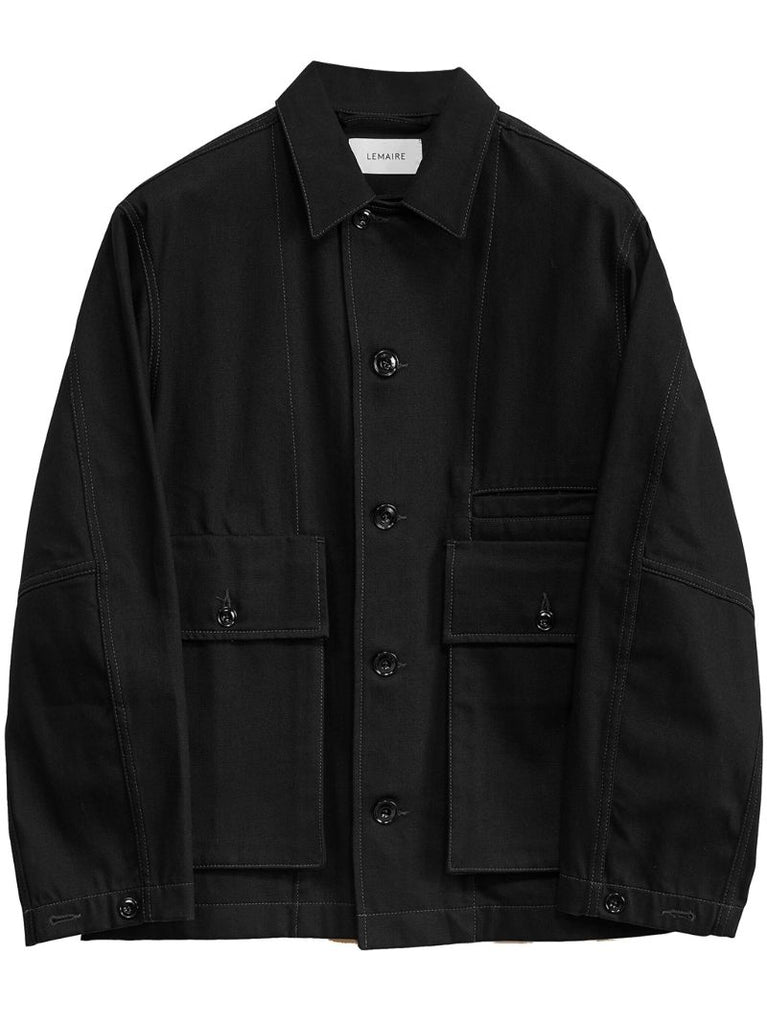 Black Cotton Shirt Jacket