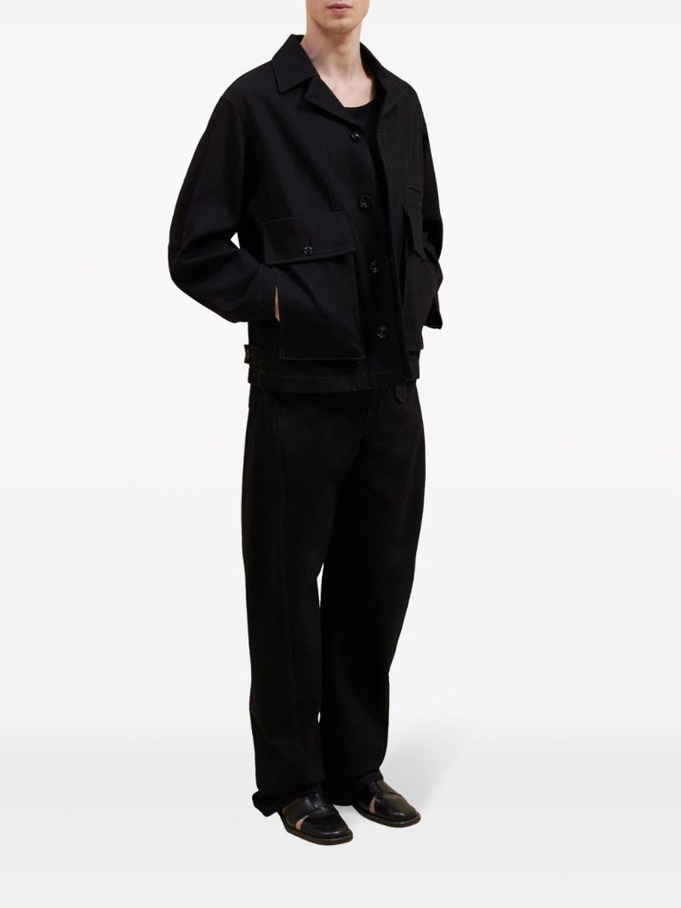 Black Cotton Shirt Jacket