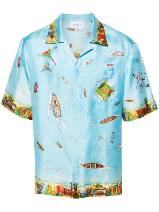 Blue Maison Sur Piloti Silk Shirt