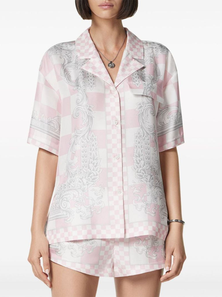 Pink Medusa Contrasto Silk Shirt