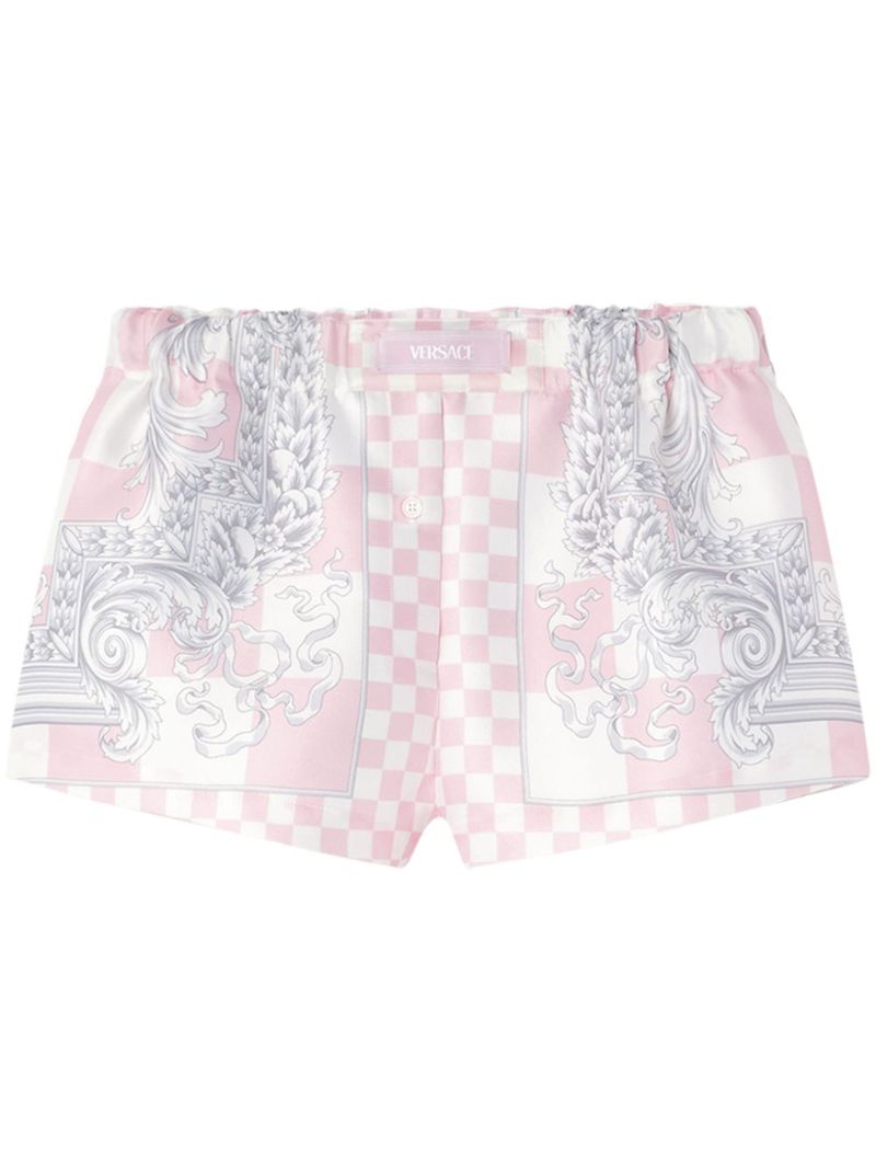 Pink Medusa Contrasto Silk Shorts