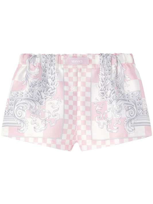 Pink Medusa Contrasto Silk Shorts