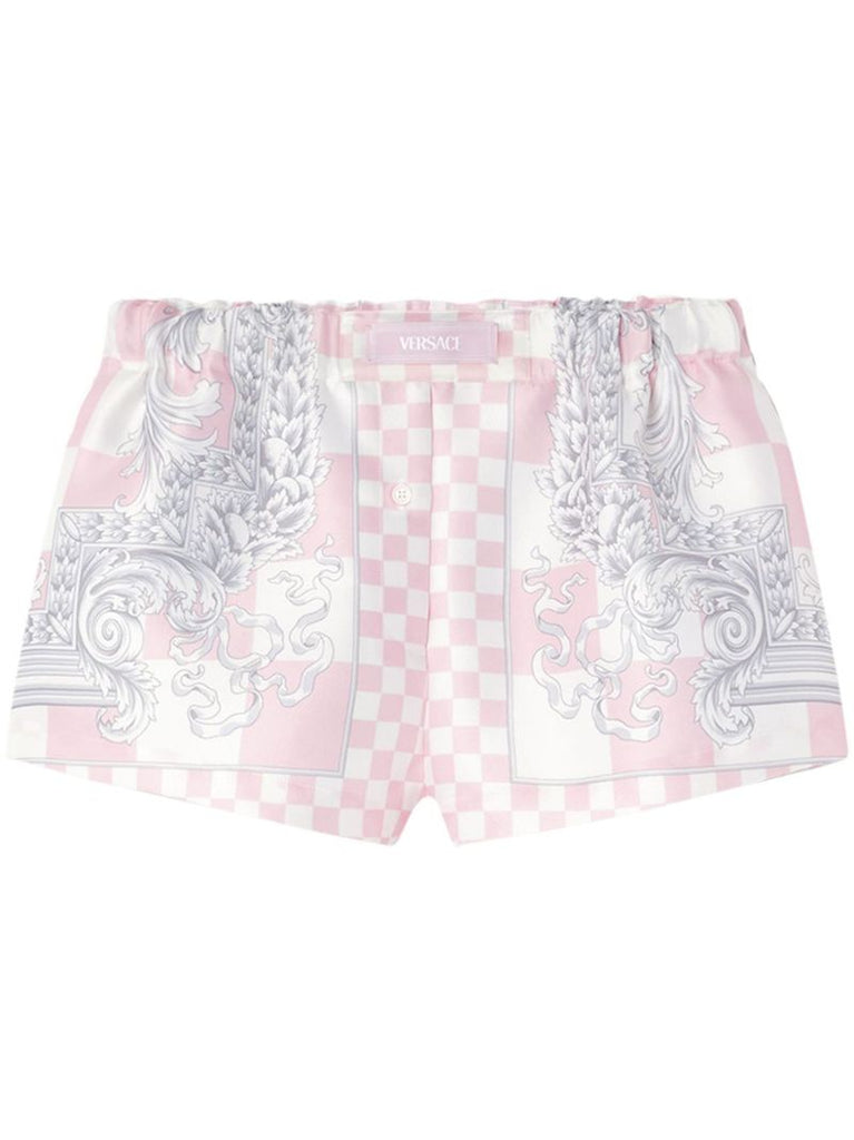 Pink Medusa Contrasto Silk Shorts