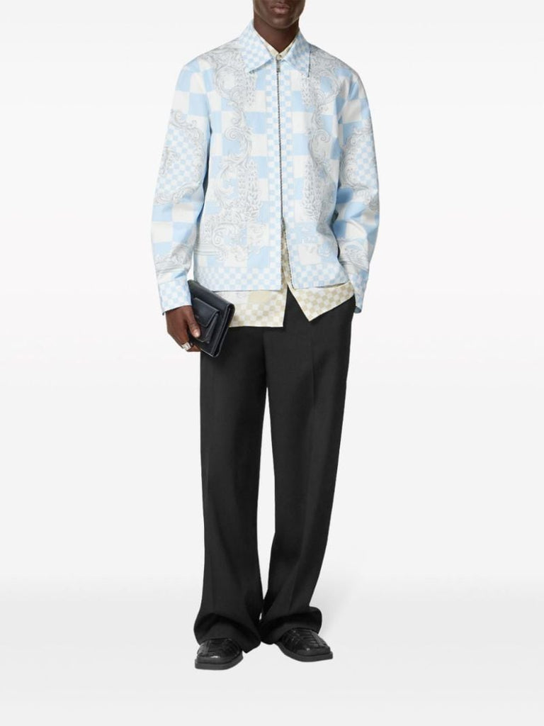 Blue Medusa Contrasto Cotton Shirt Jacket