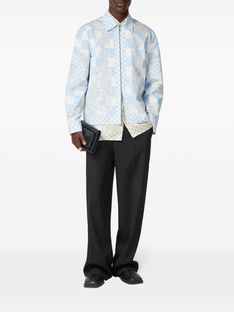 Blue Medusa Contrasto Cotton Shirt Jacket