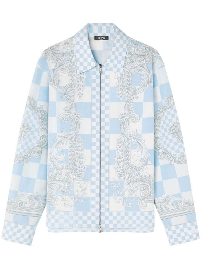 Blue Medusa Contrasto Cotton Shirt Jacket