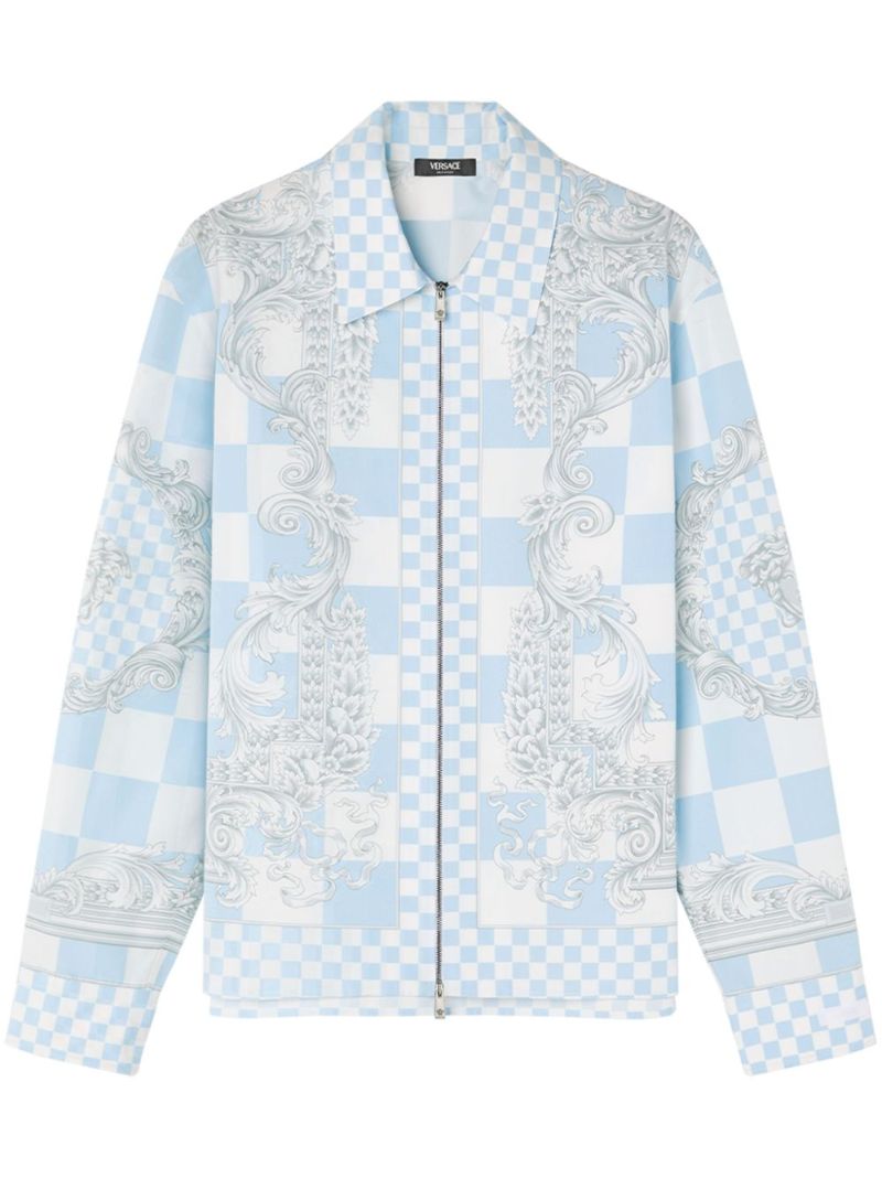 Blue Medusa Contrasto Cotton Shirt Jacket