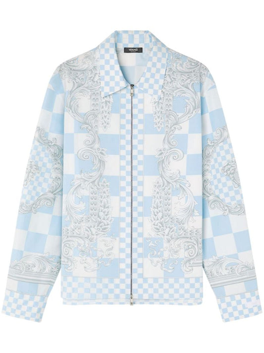 Blue Medusa Contrasto Cotton Shirt Jacket