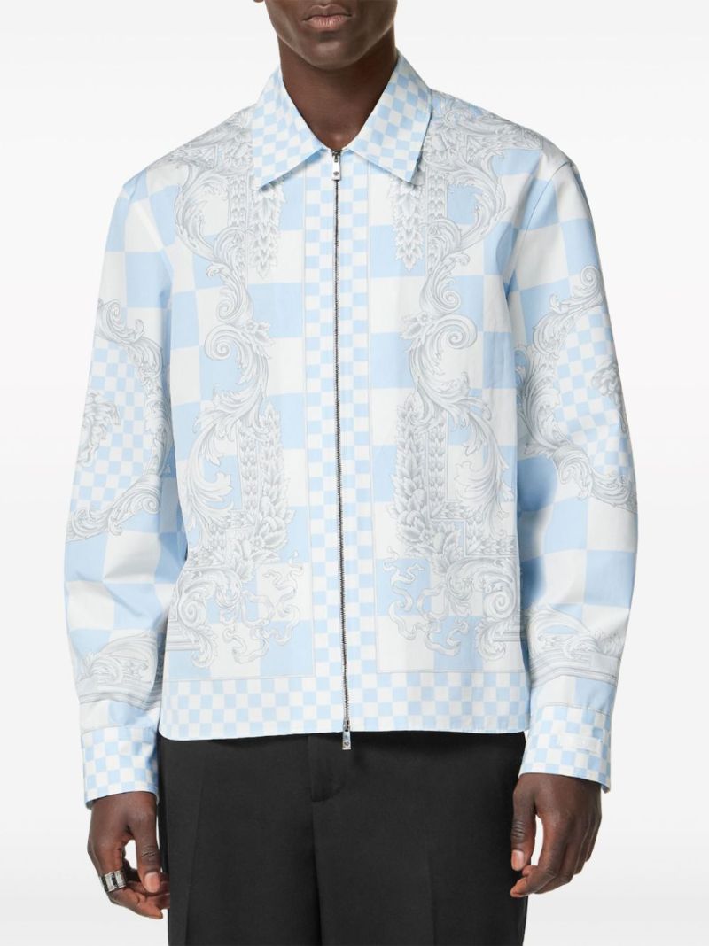 Blue Medusa Contrasto Cotton Shirt Jacket