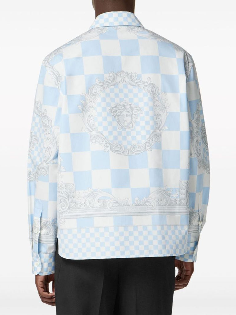 Blue Medusa Contrasto Cotton Shirt Jacket